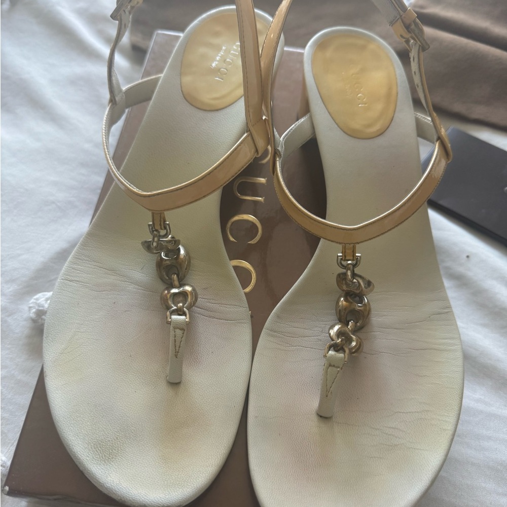 Gucci Women's Beige and Yellow Heels - Picture 2 of 7